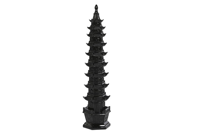 DKD Home Decor Decoración de Resina Pagoda Negro DKD Home Decor Decoración de Resina Pagoda Negro