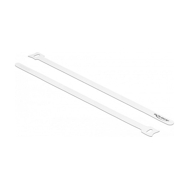 DeLOCK Bridas para cables con gancho y lazo 300 x 12 mm blanco, 10 piezas