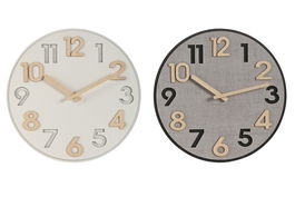 DKD Home Decor Reloj de Pared Loft Gris Natural MDF 30x30x5 cm (2 Unidades) 1x AA