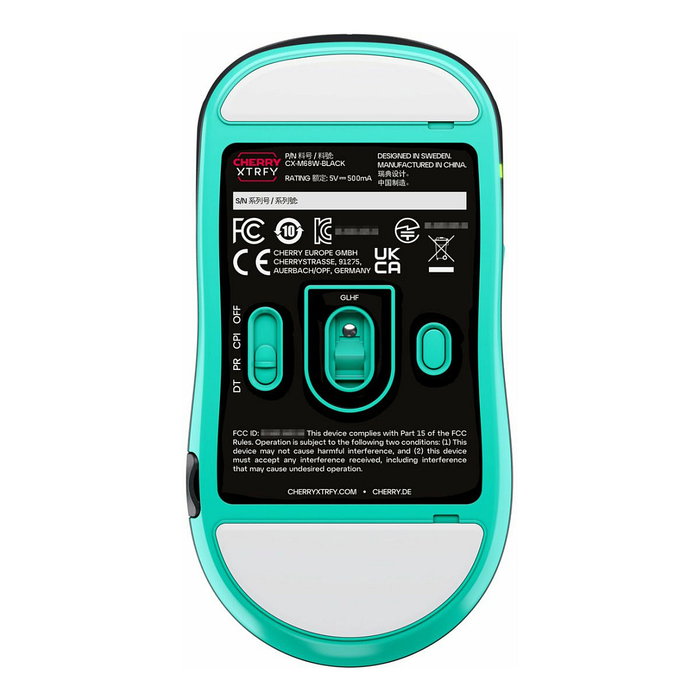 Cherry XTRFY M68 Wireless Ratón Inalámbrico Negro Turquesa 26000 DPI RF 2.4 GHz USB Tipo C