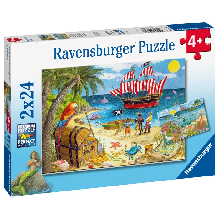 Ravensburger Set de 2 Puzzles Infantiles Piratas y Sirenas de 24 Piezas cada uno