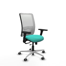 PIQUERAS Y CRESPO Silla de oficina Zulema con mecanismo Sincro/Traslack, Turquesa y Blanco