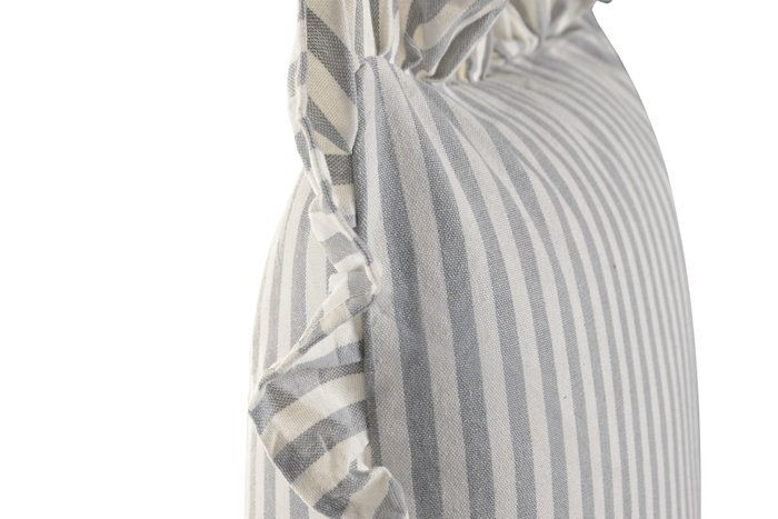 DKD Home Decor Cojín de Algodón Reciclado Gris con Volante y Rayas 45x45x45 cm (Pack de 2)