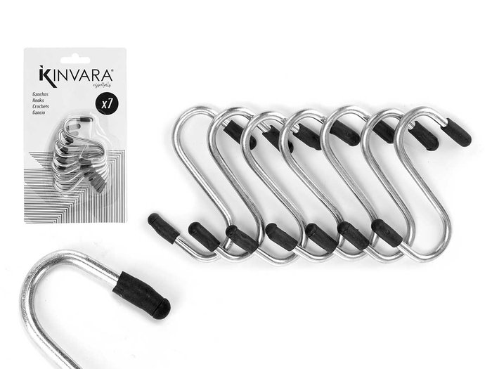 Kinvara - Set de 7 Ganchos Metálicos Mini para Pared, Plata, Acero, Dimensiones 10.4 x 18 x 2.5 cm, Gancho 4.7 cm (Set de 24) Kinvara - Set de 7 Ganchos Metálicos Mini para Pared, Plata, Acero, Dimensiones 10.4 x 18 x 2.5 cm, Gancho 4.7 cm (Set de 24)
