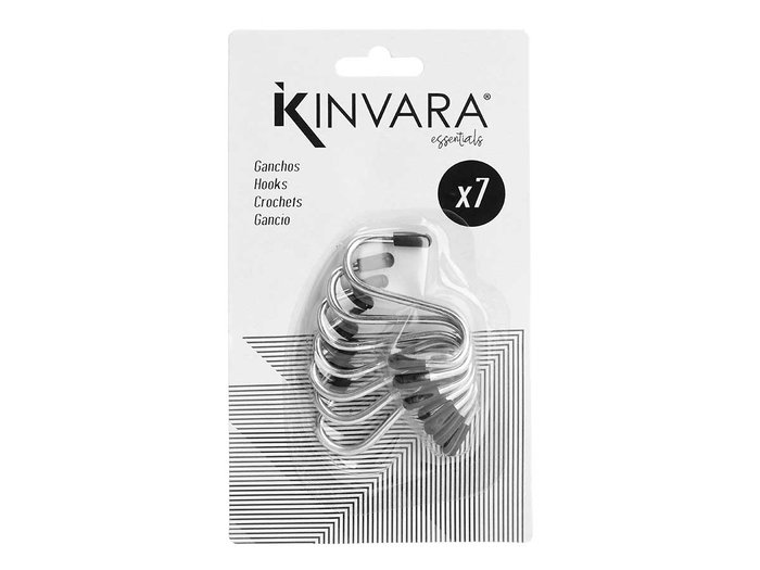Kinvara - Set de 7 Ganchos Metálicos Mini para Pared, Plata, Acero, Dimensiones 10.4 x 18 x 2.5 cm, Gancho 4.7 cm (Set de 24) Kinvara - Set de 7 Ganchos Metálicos Mini para Pared, Plata, Acero, Dimensiones 10.4 x 18 x 2.5 cm, Gancho 4.7 cm (Set de 24)