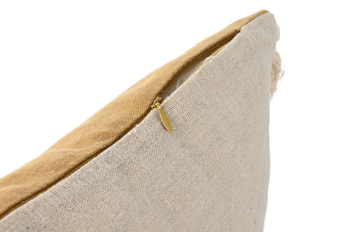DKD Home Decor Fleky23 Cojín Boho Mostaza Algodón Reciclado Poliéster 45 x 45 x 15 cm