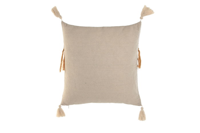 DKD Home Decor Fleky23 Cojín Boho Mostaza Algodón Reciclado Poliéster 45 x 45 x 15 cm