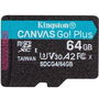 Kingston Canvas Go Plus MicroSDXC 64GB Tarjeta de Memoria, Clase 10, Velocidad Lectura 200 MB/s Escritura 160 MB/s para Smartphones, Cámaras, Drones