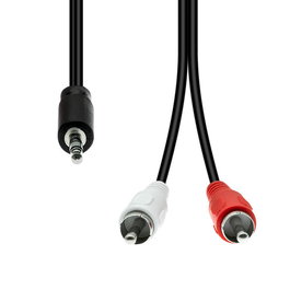 ProXtend Cable Mini-Jack 3-Pin a 2 RCA Macho-Macho Negro 2 Metros