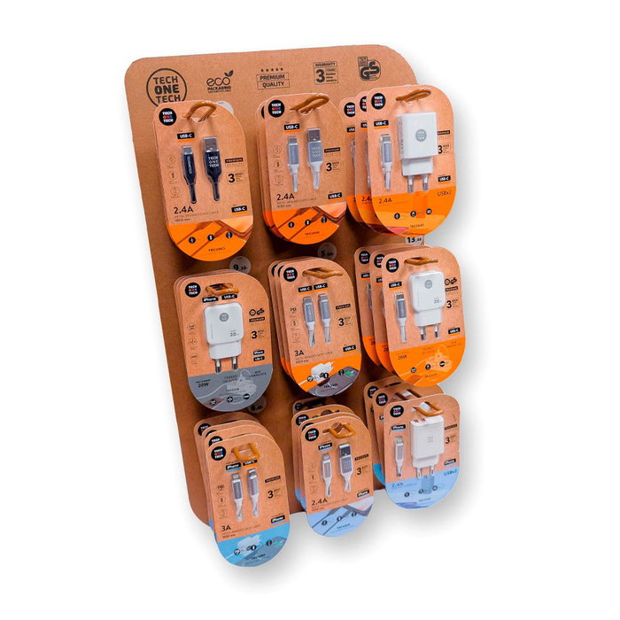 Tech One Tech Expositor EKO 400903 con 9 ganchos y 27 productos