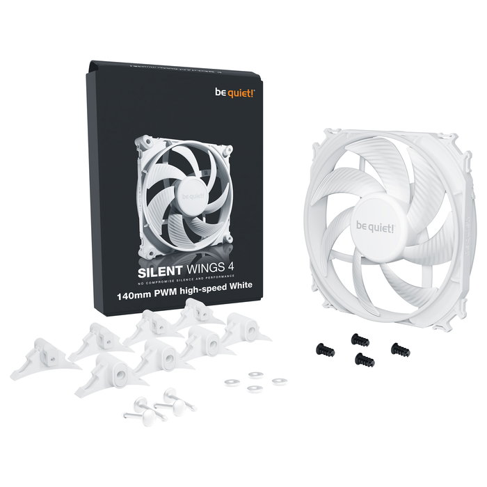 Be Quiet! Silent Wings 4 140mm PWM High-Speed Ventilador PC Blanco, 1900 RPM, 133.2 m3/h, 29.3 dB, 4 Pines