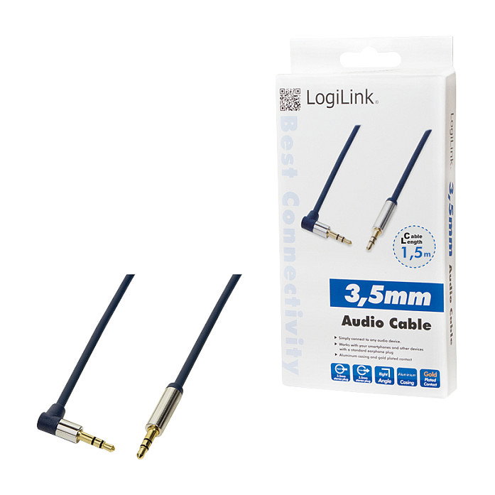 LogiLink Cable de audio 3,5 mm 3-pin/M (90°) a 3,5 mm 3-pin/M azul 1,5 m LogiLink Cable de audio 3,5 mm 3-pin/M (90°) a 3,5 mm 3-pin/M azul 1,5 m