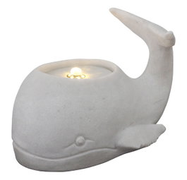 DKD Home Decor Fuente de Arenisca LED Ballena Blanco