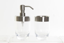DKD Home Decor Set de Baño de 2 Piezas Plateado y Transparente