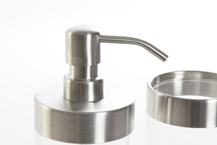 DKD Home Decor Set de Baño de 2 Piezas Plateado y Transparente