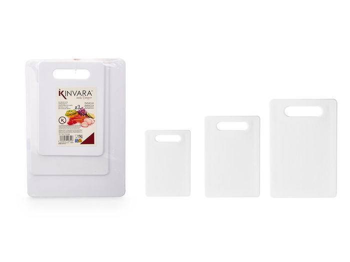 KINVARA Set 3 Tablas de Corte Blancas 35.2 x 25 x 1.5 cm (Set de 24)