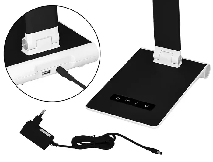 Q-Connect Lámpara de Escritorio Led Sirio 13W 800 Lúmenes USB-C, Articulada, Brillo y Color Ajustable (3 Temperaturas), Color Negro