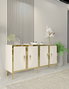 Hanah Home Consola Blanca y Dorada 150x75x32 cm