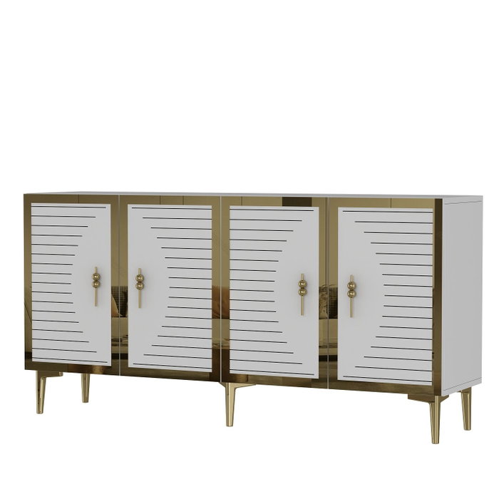 Hanah Home Consola Blanca y Dorada 150x75x32 cm Hanah Home Consola Blanca y Dorada 150x75x32 cm