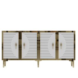 Hanah Home Consola Blanca y Dorada 150x75x32 cm