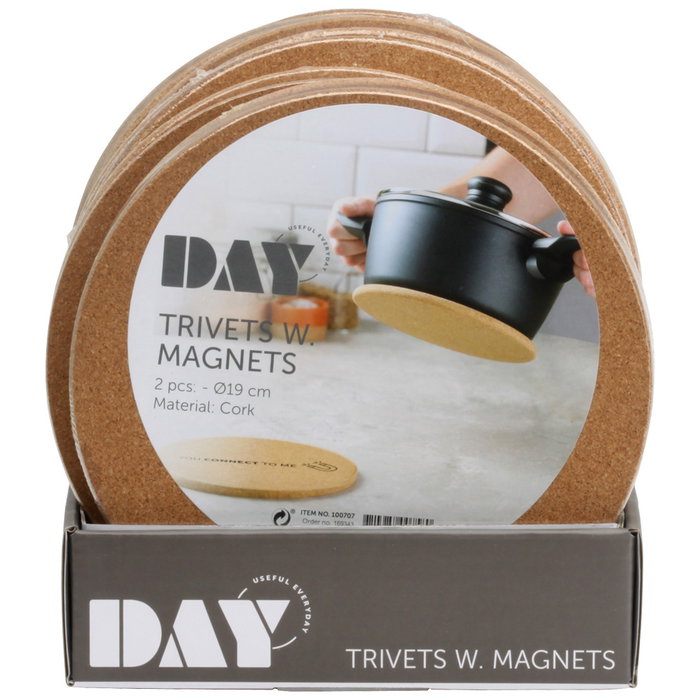 Day Juego de 2 Salvamanteles con Imán para Cocina - Redondos (19cm) - Protege tu Encimera