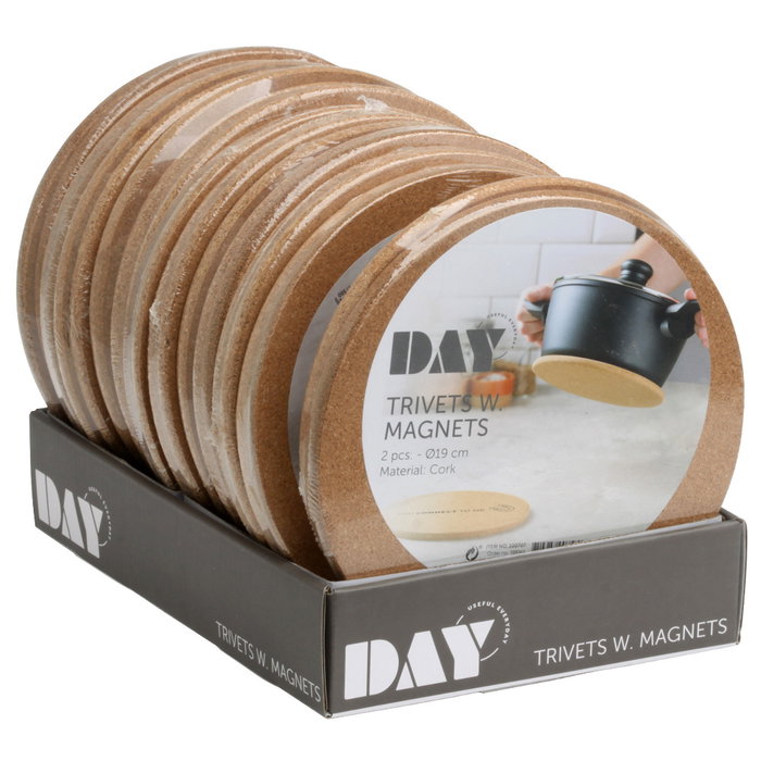 Day Juego de 2 Salvamanteles con Imán para Cocina - Redondos (19cm) - Protege tu Encimera