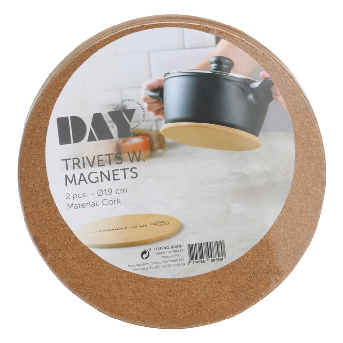 Day Juego de 2 Salvamanteles con Imán para Cocina - Redondos (19cm) - Protege tu Encimera