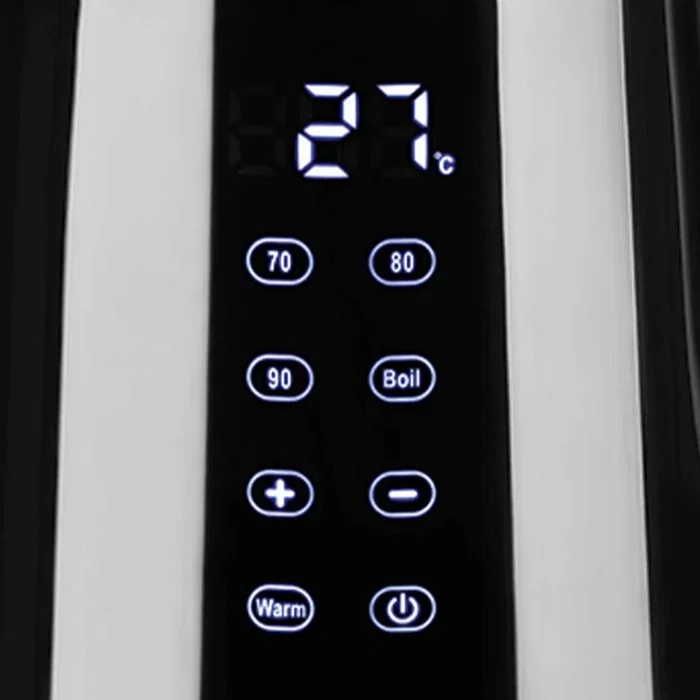 Haeger EK-DIG.028A Tetera Eléctrica 1.7L 2200W Negro/Acero Inoxidable/Transparente - Sin Cable, Base Giratoria 360°, Ajuste Termostato