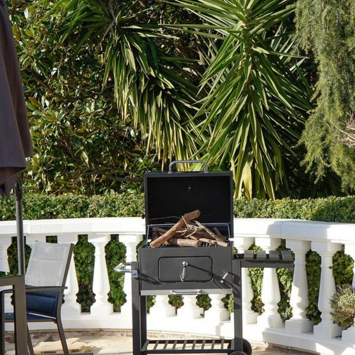 DKD Home Decor Barbacoa de Acero Negra con Termómetro (140x60x108 cm) DKD Home Decor Barbacoa de Acero Negra con Termómetro (140x60x108 cm)