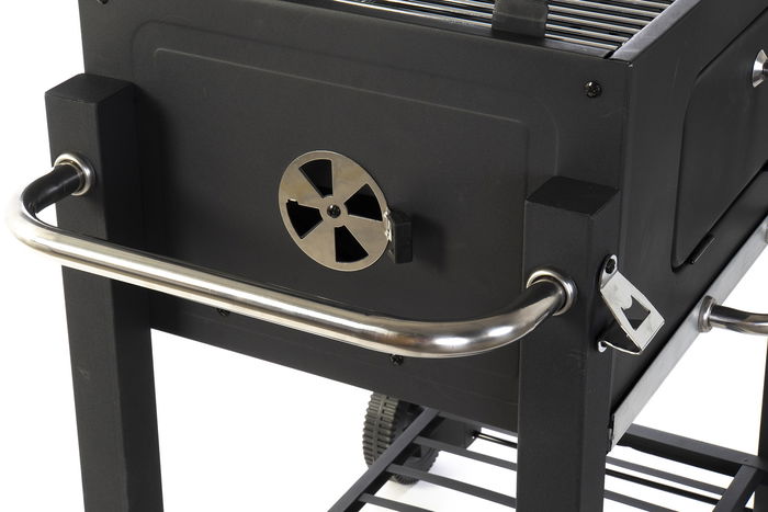 DKD Home Decor Barbacoa de Jardín y Terraza Negra de Acero, Desmontable con Termómetro para Carbón, 60 x 108 x 140 cm
