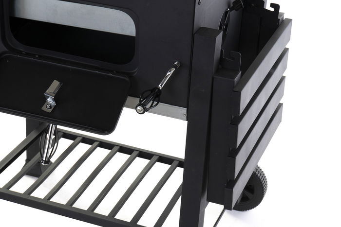 DKD Home Decor Barbacoa de Jardín y Terraza Negra de Acero, Desmontable con Termómetro para Carbón, 60 x 108 x 140 cm