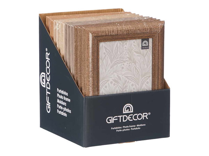 Giftdecor Portafotos Cuerda para Fotos 13x18 cm Surtidos Plástico, Madera y Vidrio Beige, Crema, Marrón, Verde (Set de 24)