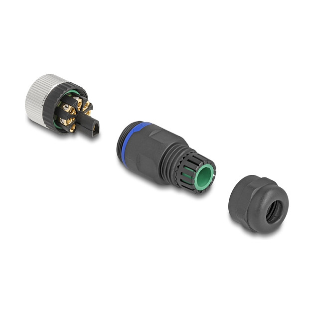 DeLOCK Conector M12 de 8 pines codificado A hembra con montaje por tornillo