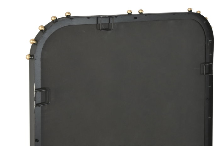 DKD Home Decor Espejo de Hierro y Cristal Negro con Detalles de Bolitas 63x3x123 cm