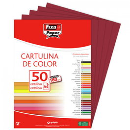 FIXO Paquete de 50 Cartulinas A4 180g Granate