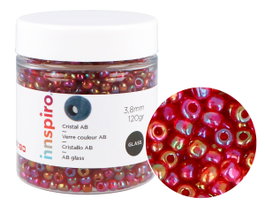 Innspiro Rocalla de Vidrio Redonda Aurora Boreale Burdeos 3,8mm 120g