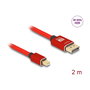 DeLOCK Cable Mini DisplayPort a DisplayPort 8K 60 Hz 2 m 81095 - 7680 x 4320 Pixeles, 32.4 Gbit/s, HBR3, DSC, Rojo, Conectores Metal/Oro