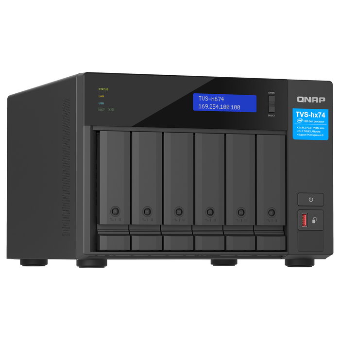 QNAP TVS-h674T-i5-32G 6-Bay NAS Intel Core i5-12400 6-Core/12-Thread up to 4.4GHz 32GB DDR4