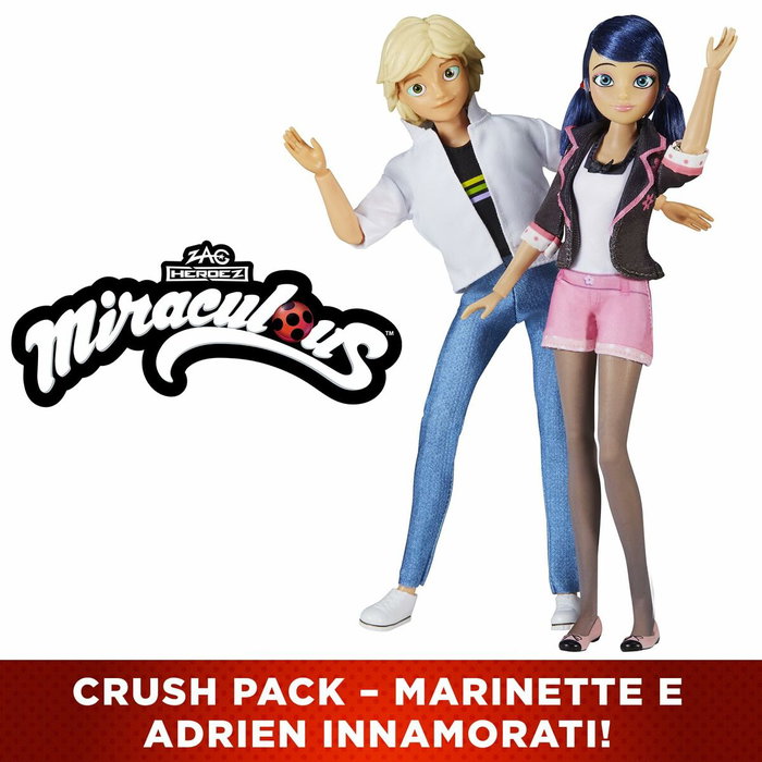 Bandai Pack de 2 muñecos Miraculous Marinette y Adrien 26 cm
