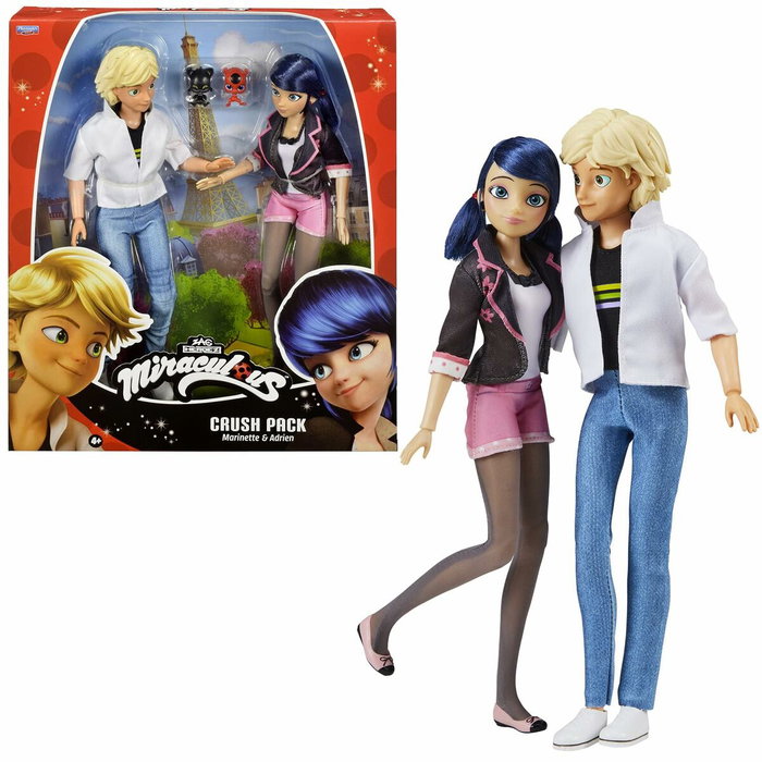 Bandai Pack de 2 muñecos Miraculous Marinette y Adrien 26 cm