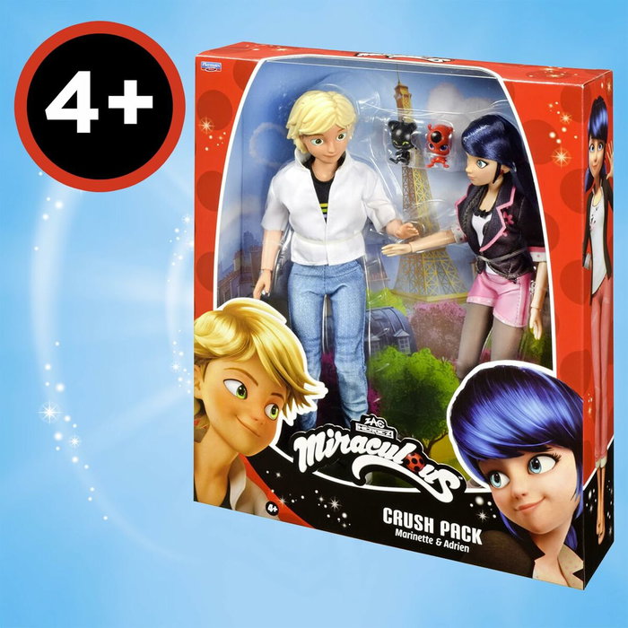 Bandai Pack de 2 muñecos Miraculous Marinette y Adrien 26 cm