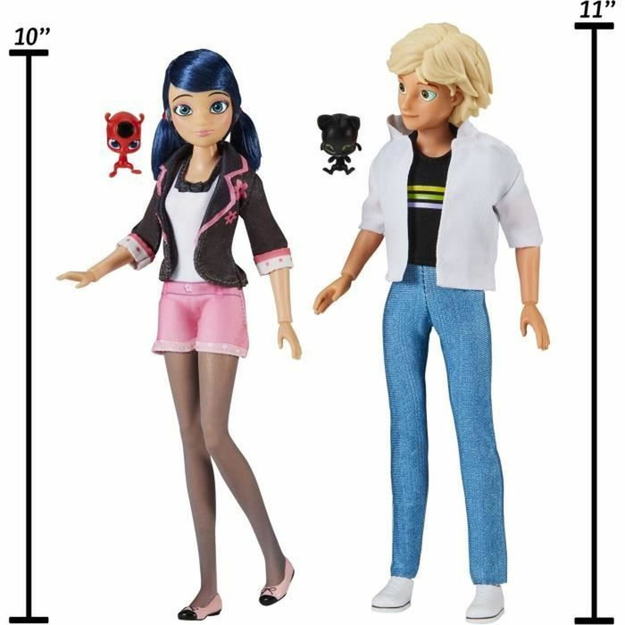 Bandai Pack de 2 muñecos Miraculous Marinette y Adrien 26 cm