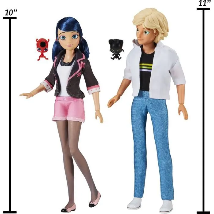 Bandai Miraculous Pack 2 Muñecos Marinette y Adrien P50377 - 26 cm