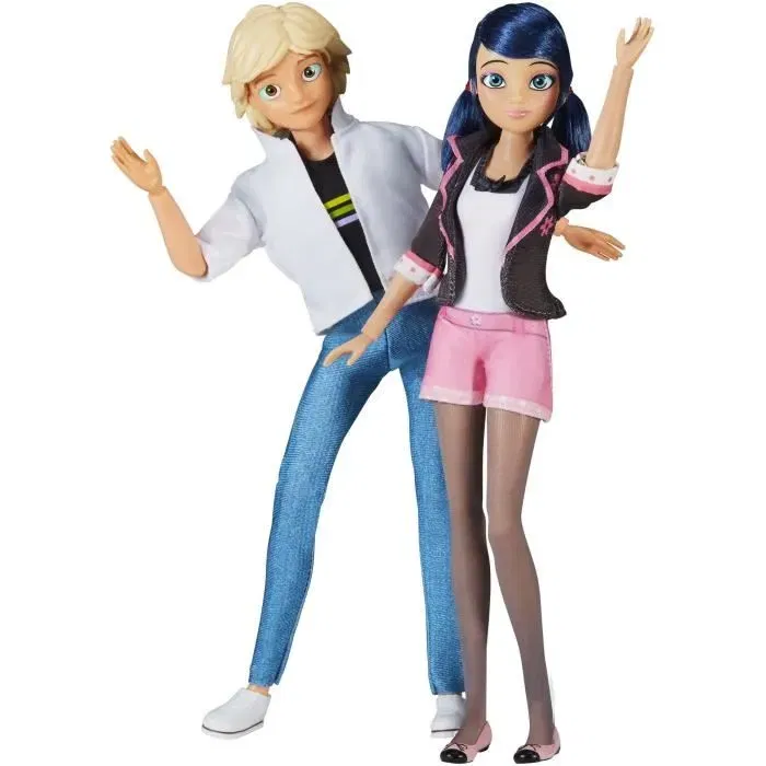 Bandai Miraculous Pack 2 Muñecos Marinette y Adrien P50377 - 26 cm