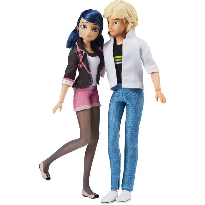 Bandai Miraculous Pack 2 Muñecos Marinette y Adrien P50377 - 26 cm