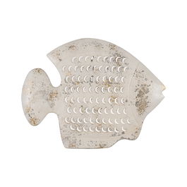 Mural Pared Pez Blanco Rozado Metal 40,50 X 3 X 31 cm