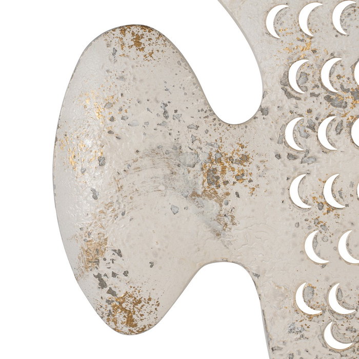 Mural Pared Pez Blanco Rozado Metal 40,50 X 3 X 31 cm (Set de 2)