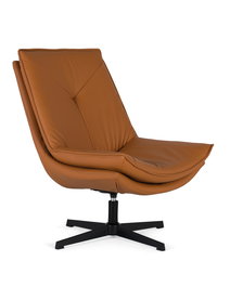 Giner y Colomer Sillón Giratorio Tapizado en PU Color Camel con Acolchado y Base 360°