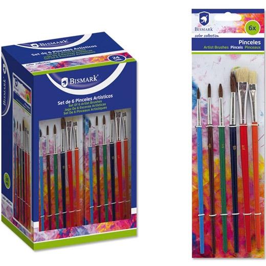 Bismark Set de 6 Pinceles Artísticos y Escolares Surtidos