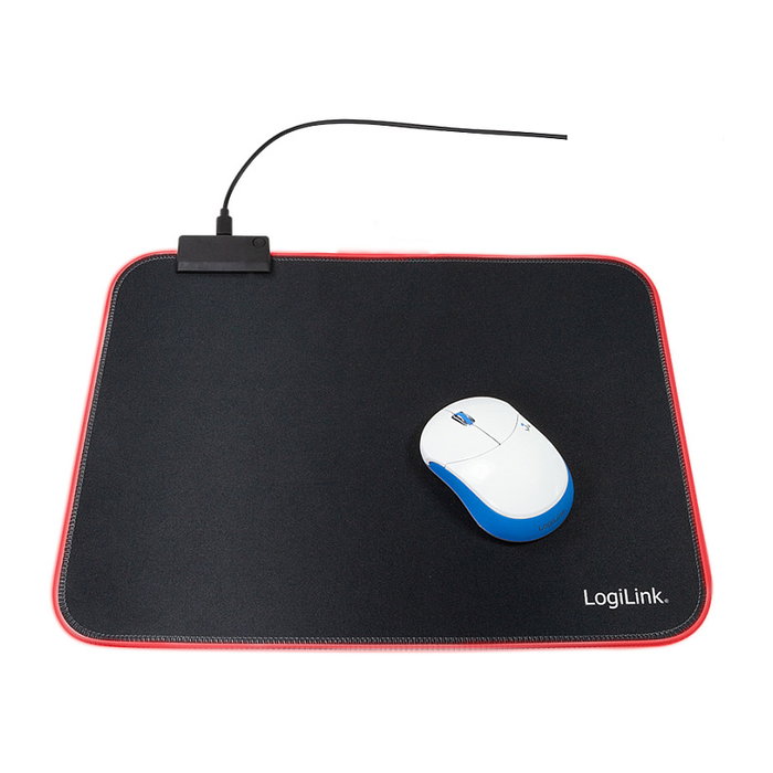 LogiLink Alfombrilla de ratón gaming con LED RGB, 350x260x3mm, Soft
